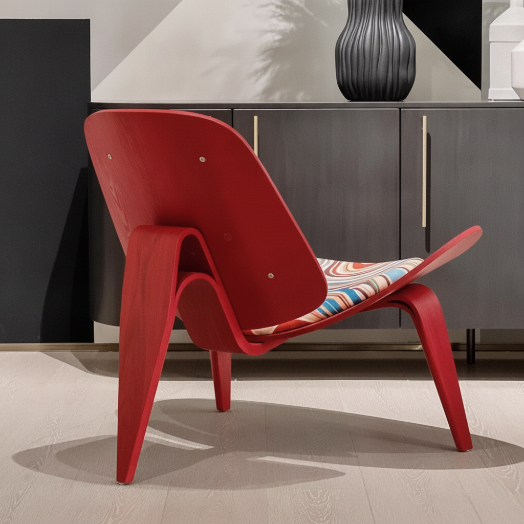 Sillón Individual Estilo Nórdico Concha con Marco de Madera - 9