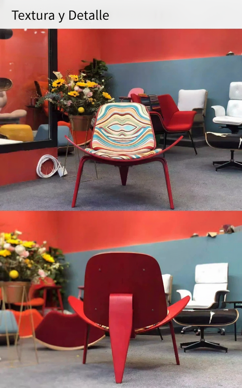 Sillón Individual Estilo Nórdico Concha con Marco de Madera - 10