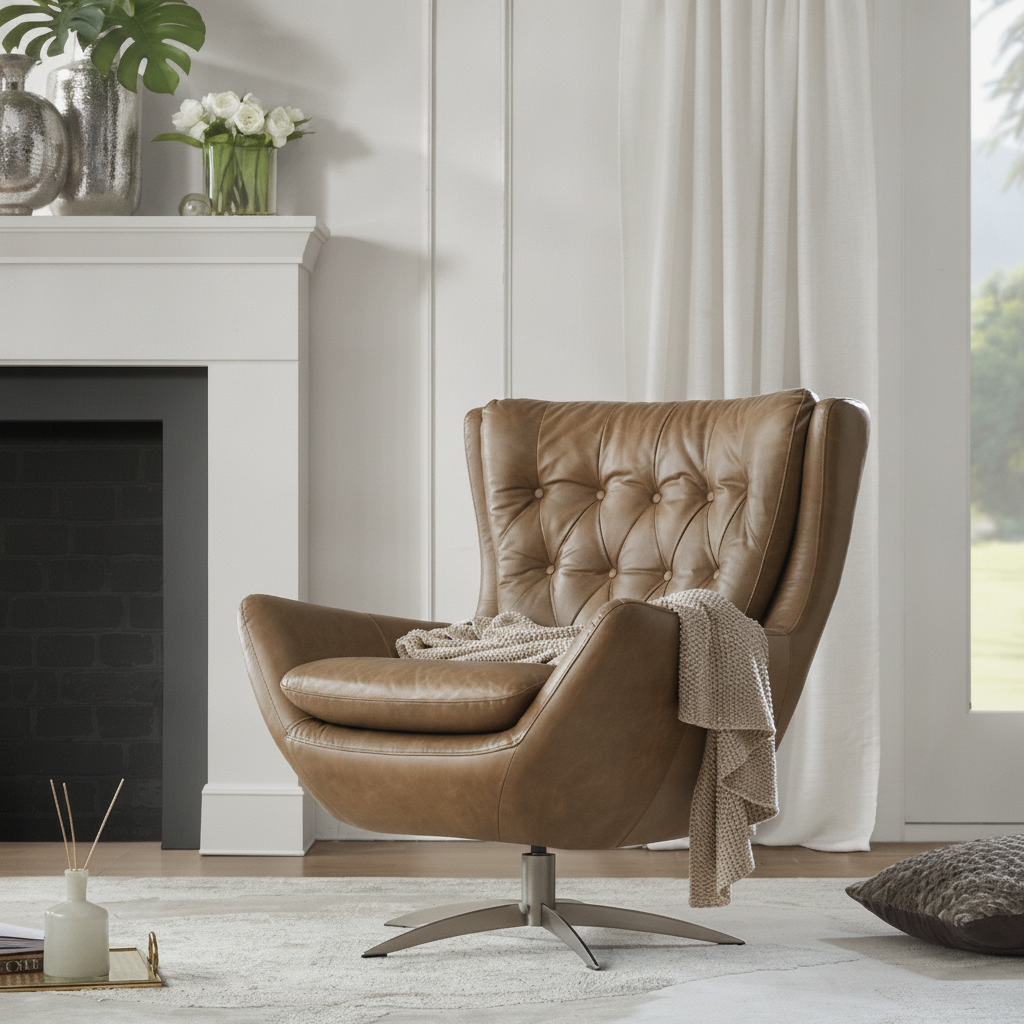 Sillón Tiger de piel genuina estilo americano - 2