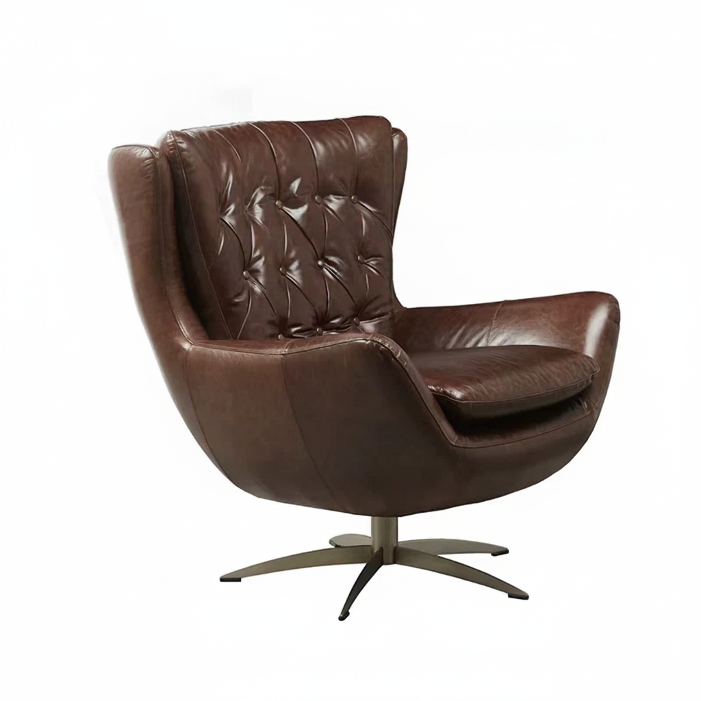 Sillón Tiger de piel genuina estilo americano - 5