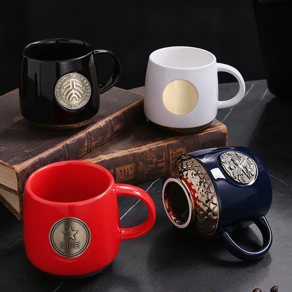 Taza de cerámica personalizada con logo universitario