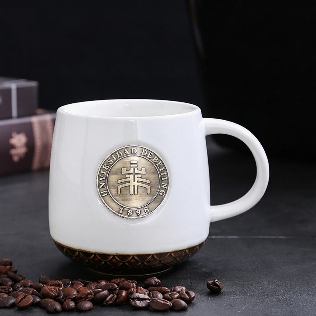 Taza de cerámica personalizada con logo universitario
