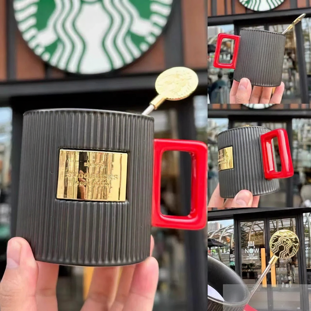 Taza de cerámica con diseño ilustrado y acabado esmalte