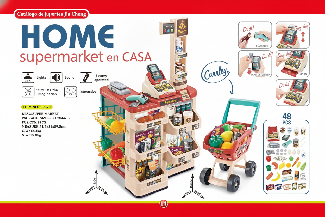 Juguete de supermercado con caja registradora para niños