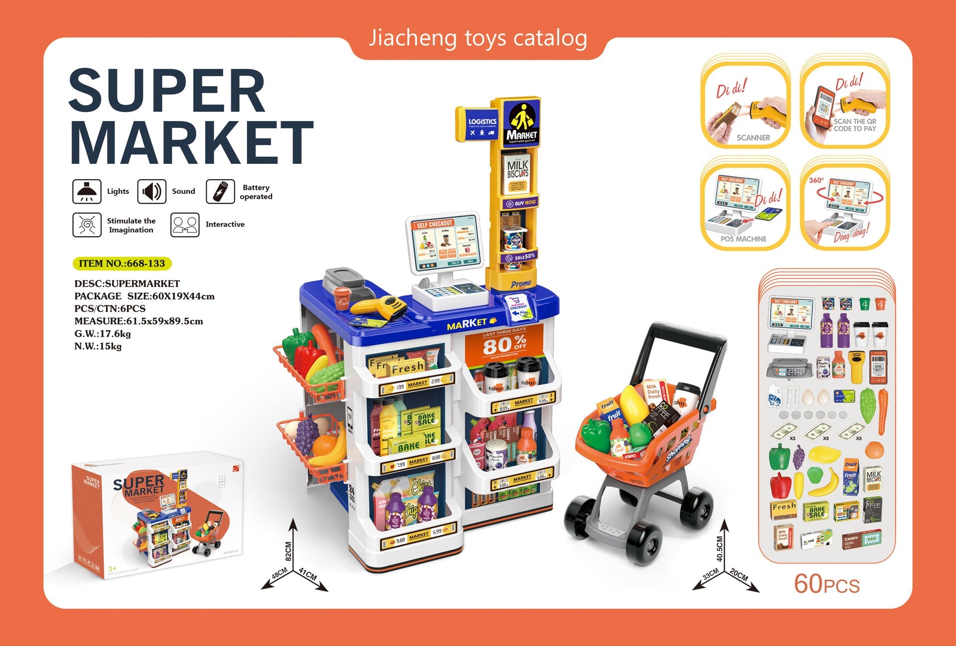 Caja registradora de juguete para niños con supermercado