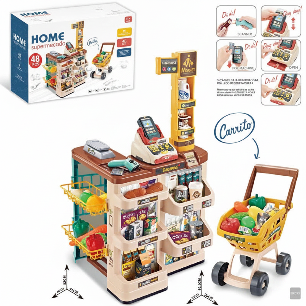 Juego de Supermercado con Caja Registradora para Niños