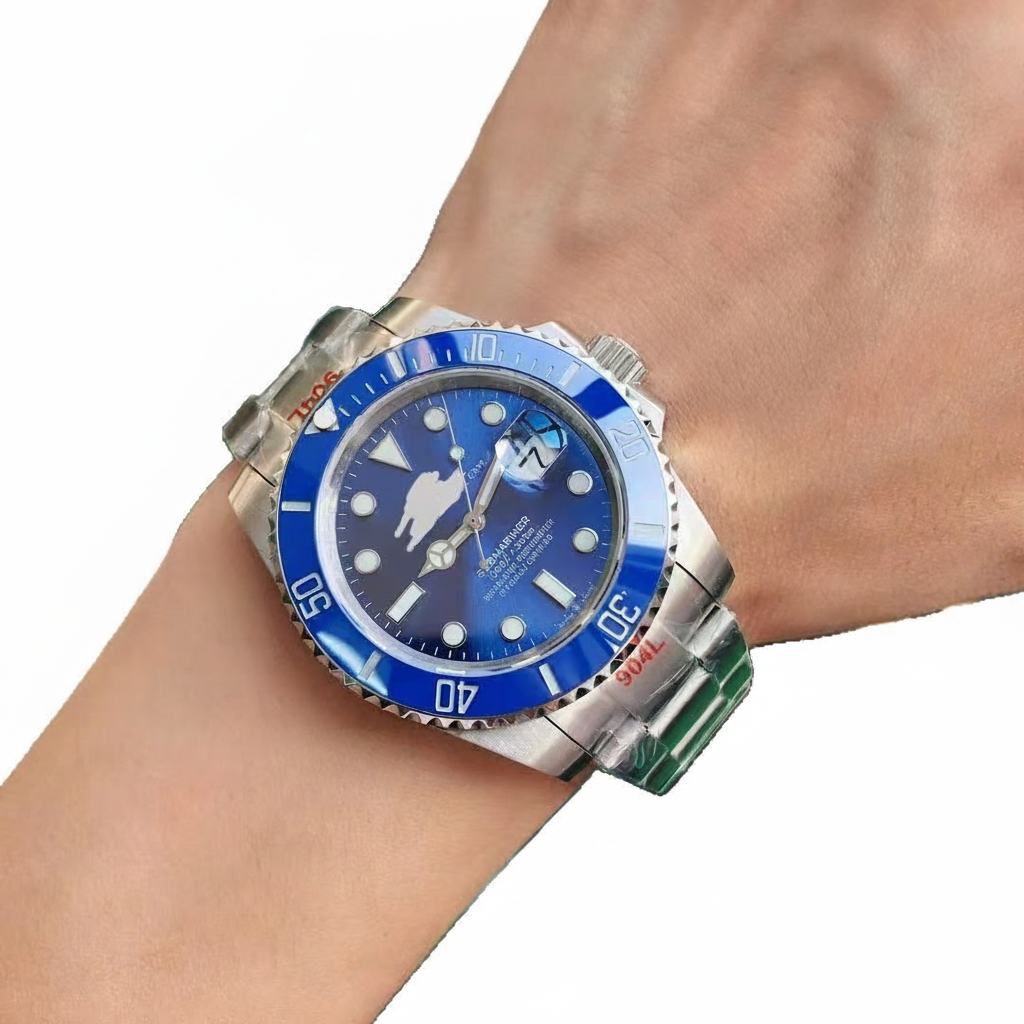 Reloj mecánico automático para hombre con bisel verde