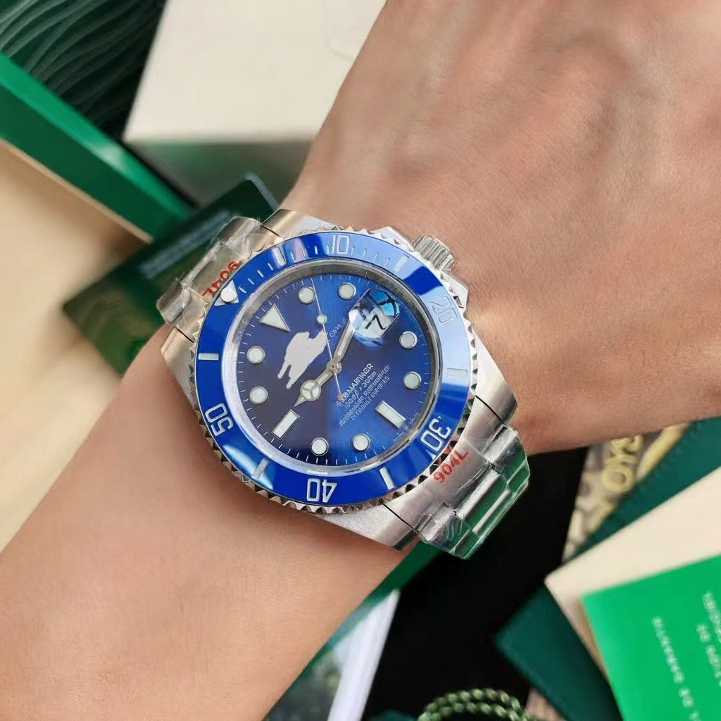 Reloj mecánico automático para hombre con bisel verde