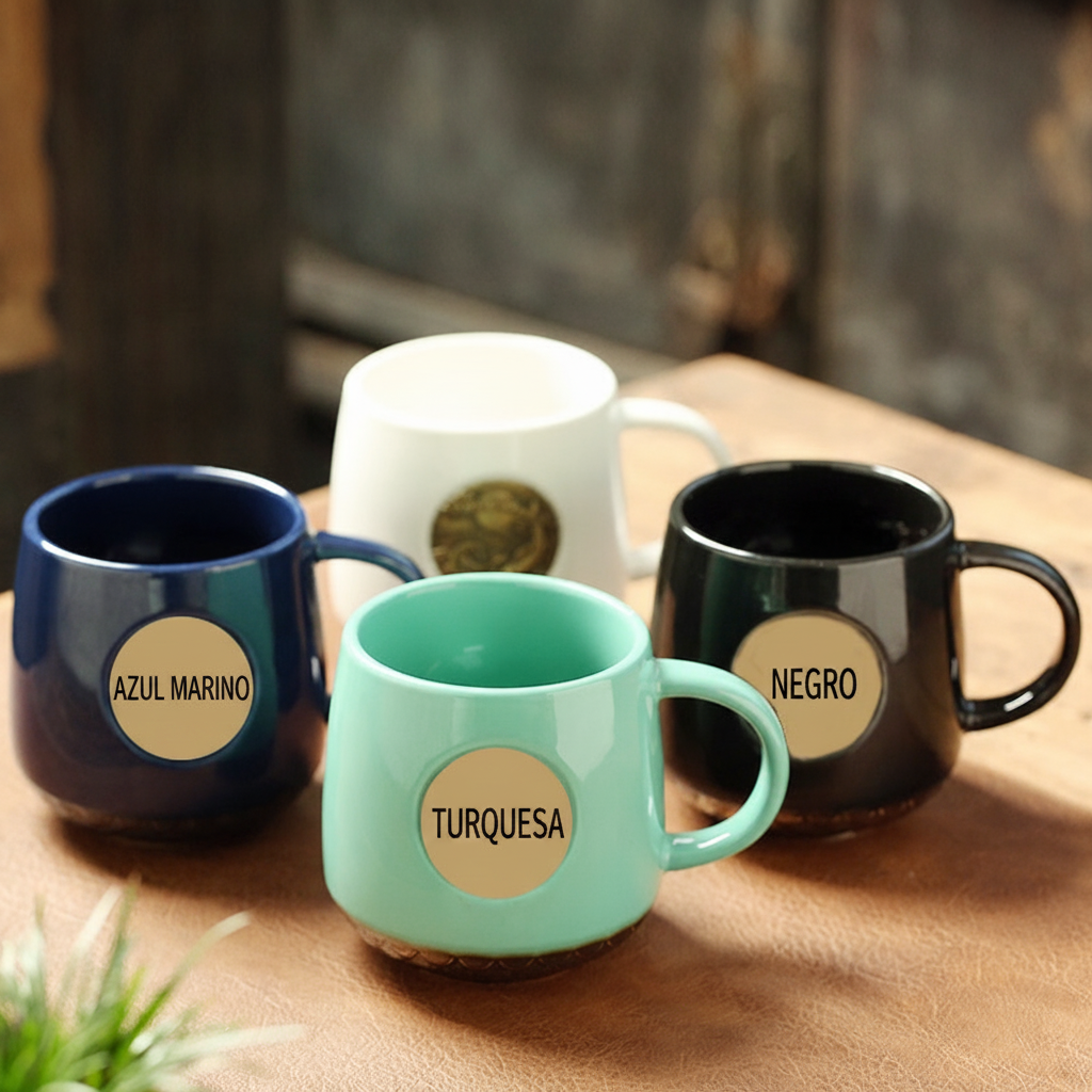 Taza de cerámica con relieve escamas estilo café