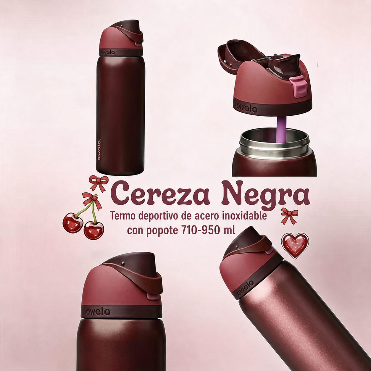Termo deportivo acero inoxidable con popote 710-950 ml - 3