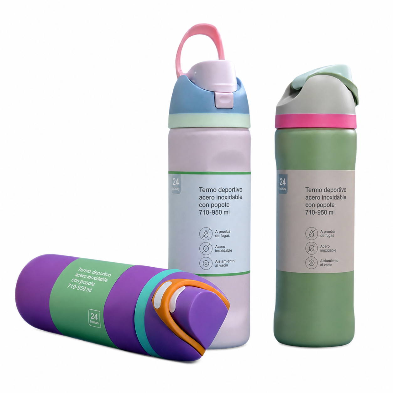 Termo deportivo acero inoxidable con popote 710-950 ml - 7