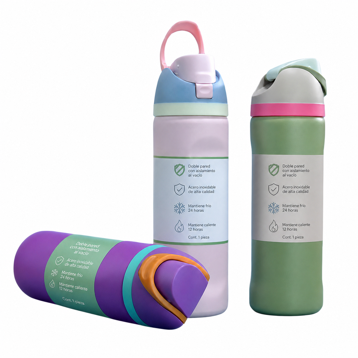 Termo deportivo acero inoxidable con popote 710-950 ml - 6