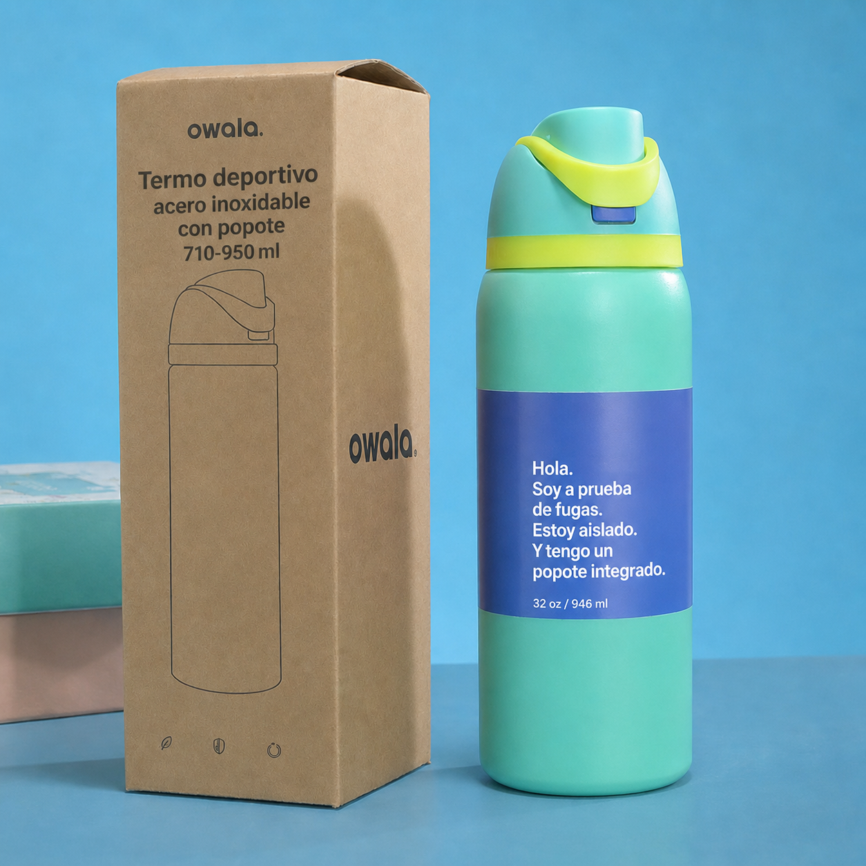 Termo deportivo acero inoxidable con popote 710-950 ml
