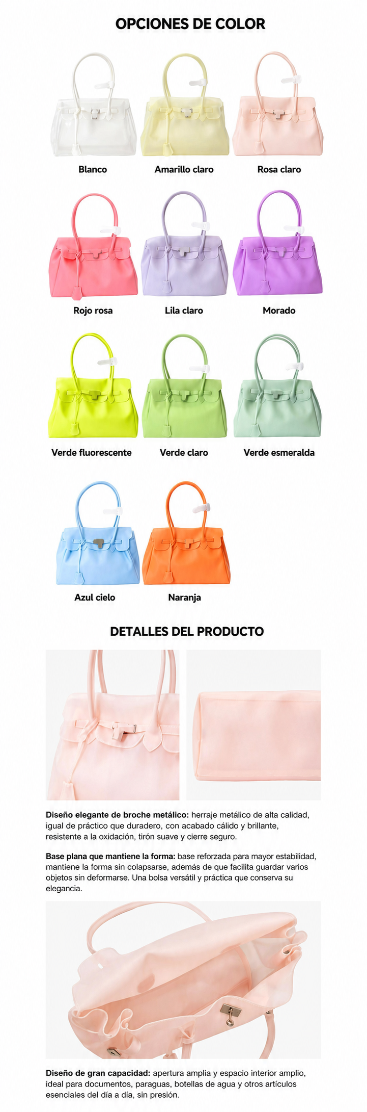 Bolsa Jelly Tote PVC Transparente Gran Capacidad - 13