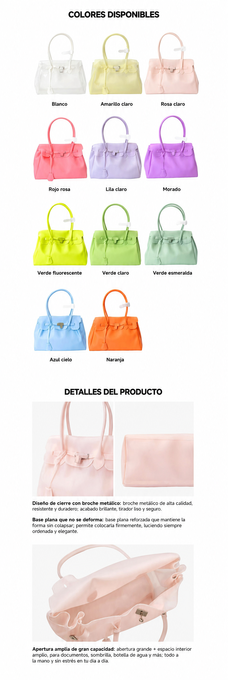 Bolsa Jelly Tote PVC Transparente Gran Capacidad - 12