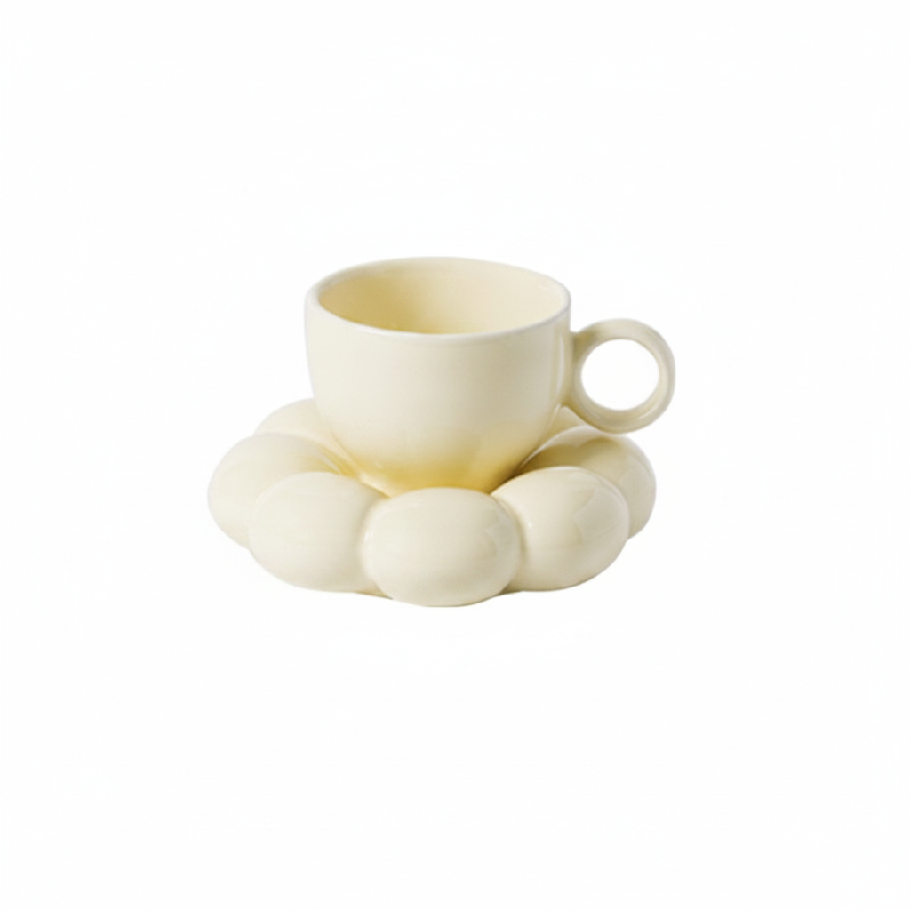 Taza de cerámica girasol con platito 230 ml