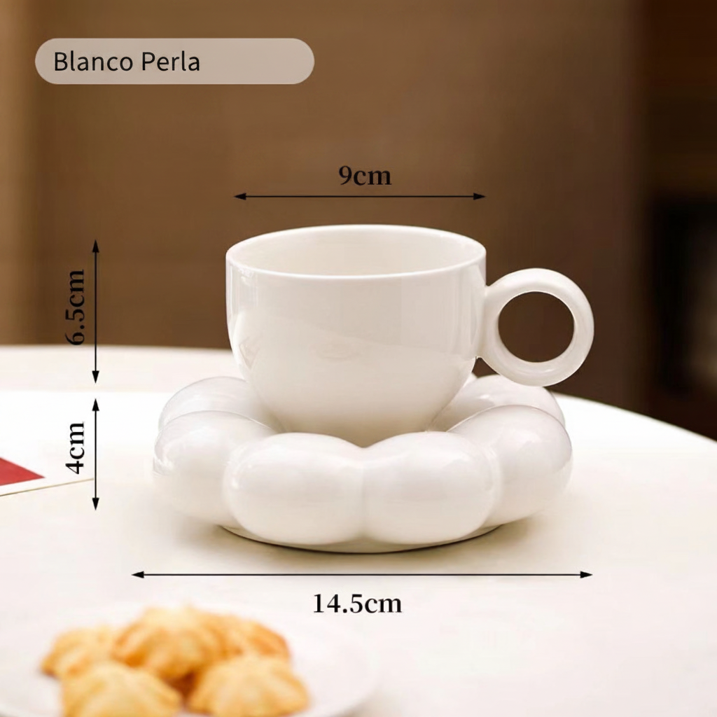 Taza de cerámica girasol con platito 230 ml