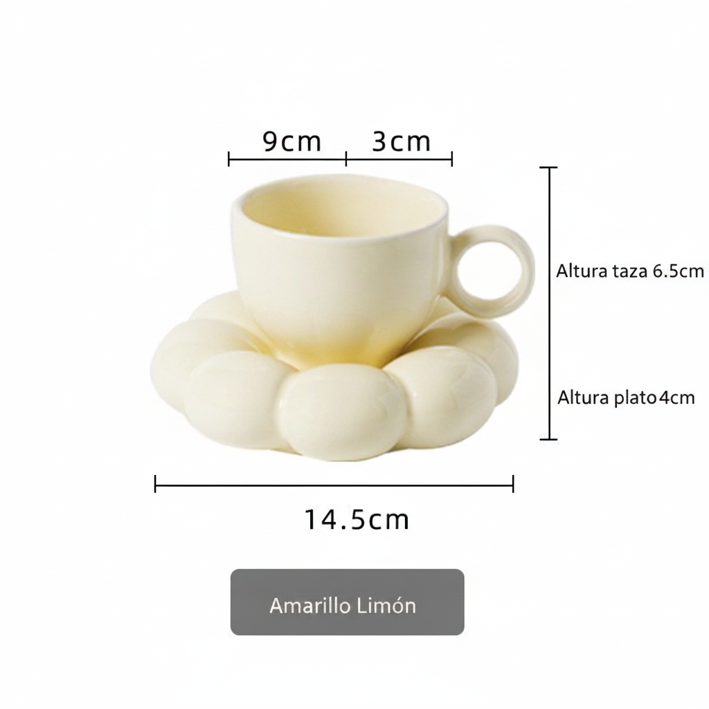 Taza de cerámica girasol con platito 230 ml