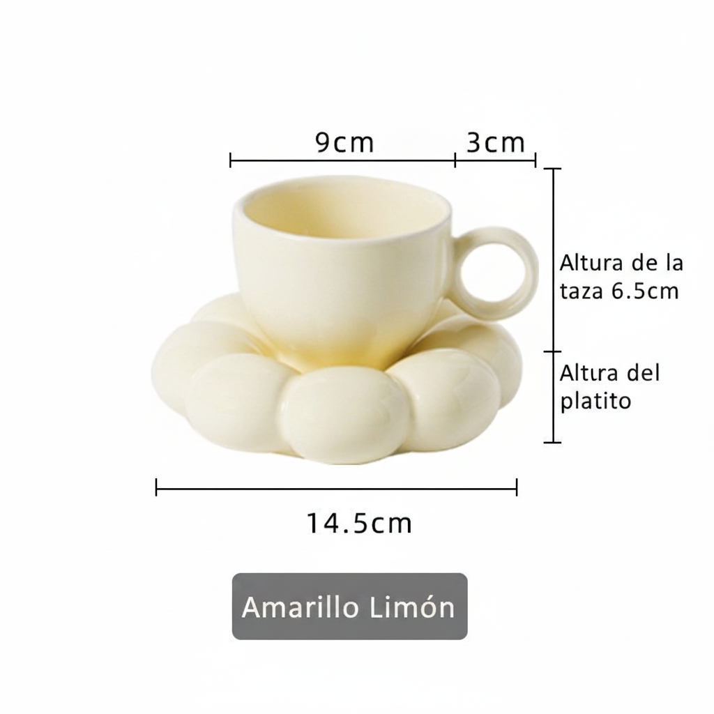 Taza de cerámica girasol con platito 230 ml
