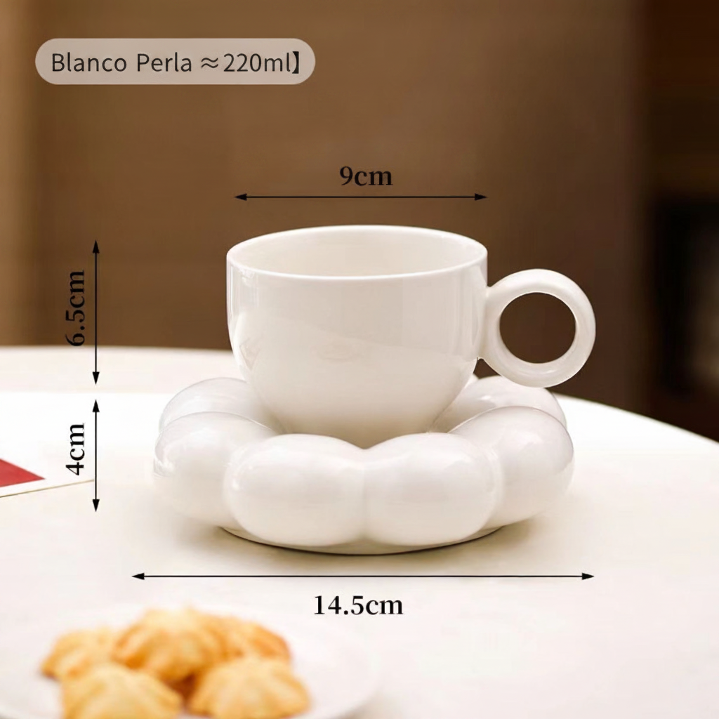 Taza de cerámica girasol con platito 230 ml