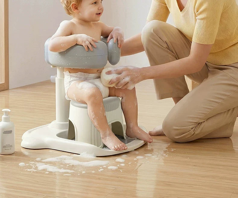 Soporte de baño de pie para bebé con agarre