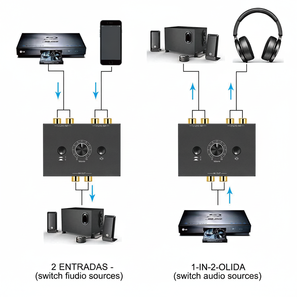 Switcher de Audio RCA 2 Entradas 1 Salida Sin Pérdida - 1