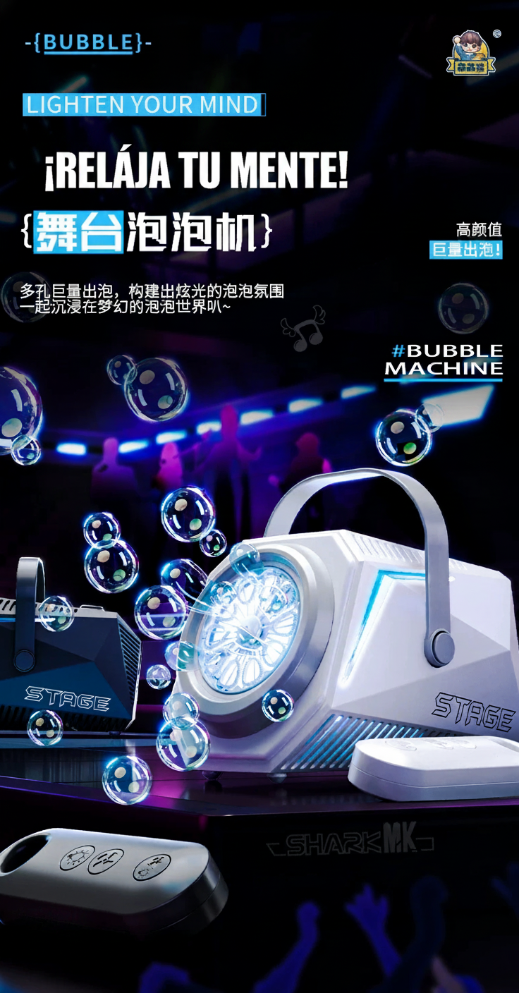 Máquina de Burbujas con Control Remoto Recargable