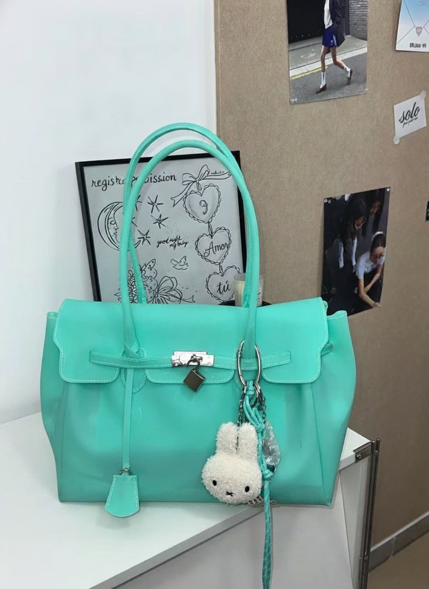 Bolsa tote transparente jelly estilo office chic