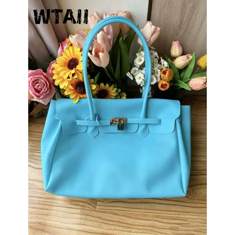 Bolsa tote transparente jelly estilo office chic