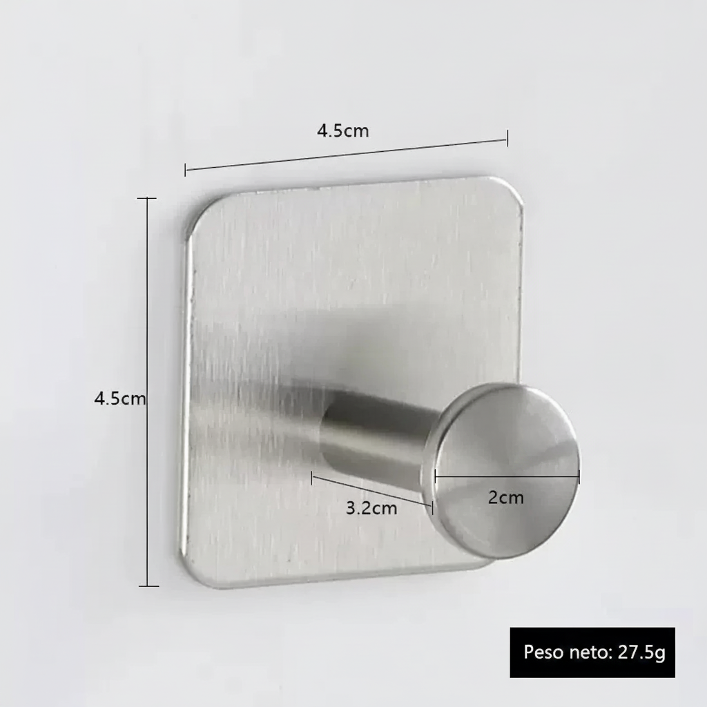 Ganchos de Acero Inox Sin Perforar, Pack 1-4 pzas