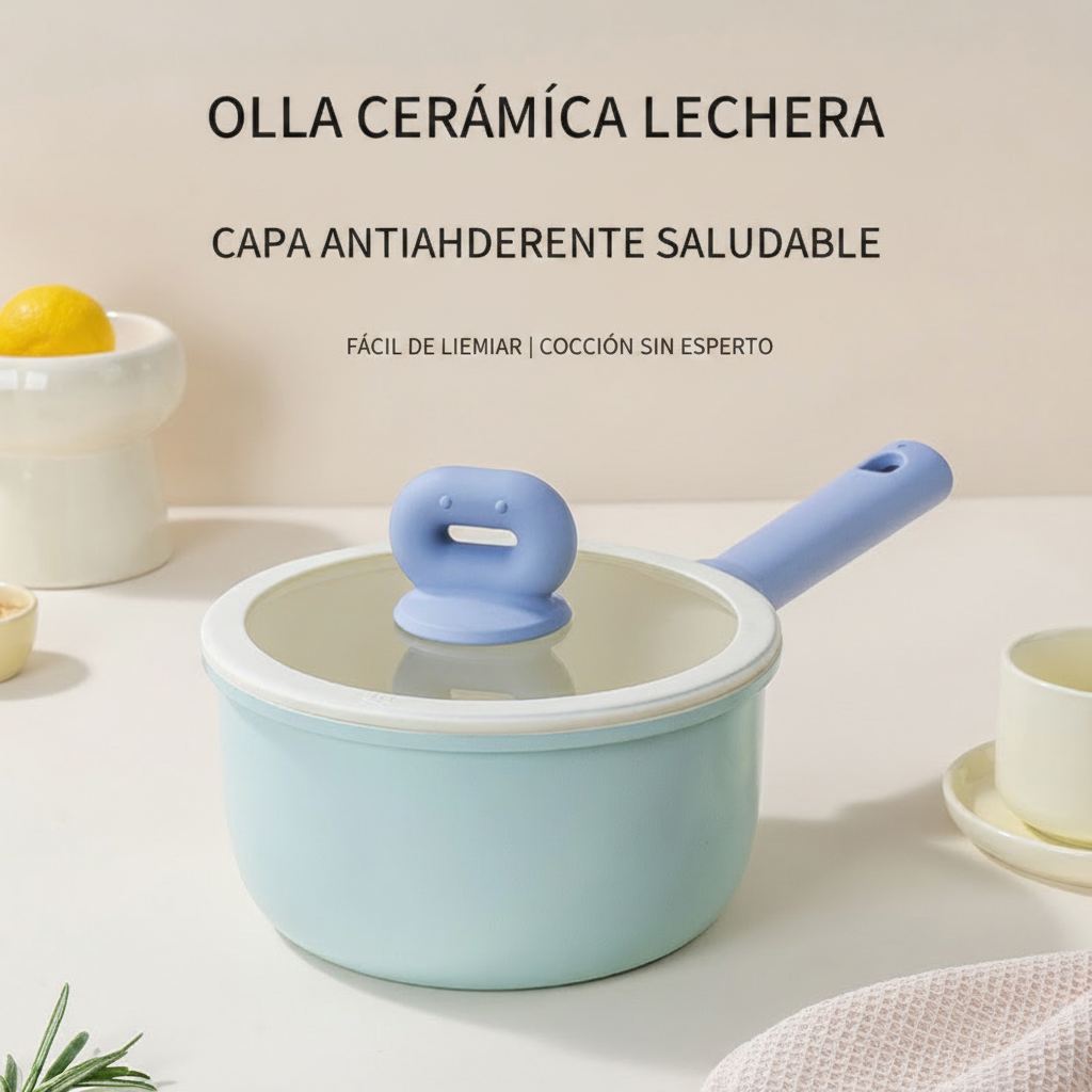 Olla lechera cerámica antiadherente 18-20 cm con tapa