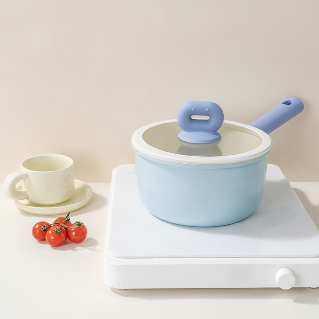 Olla antiadherente para bebé con tapa de silicón