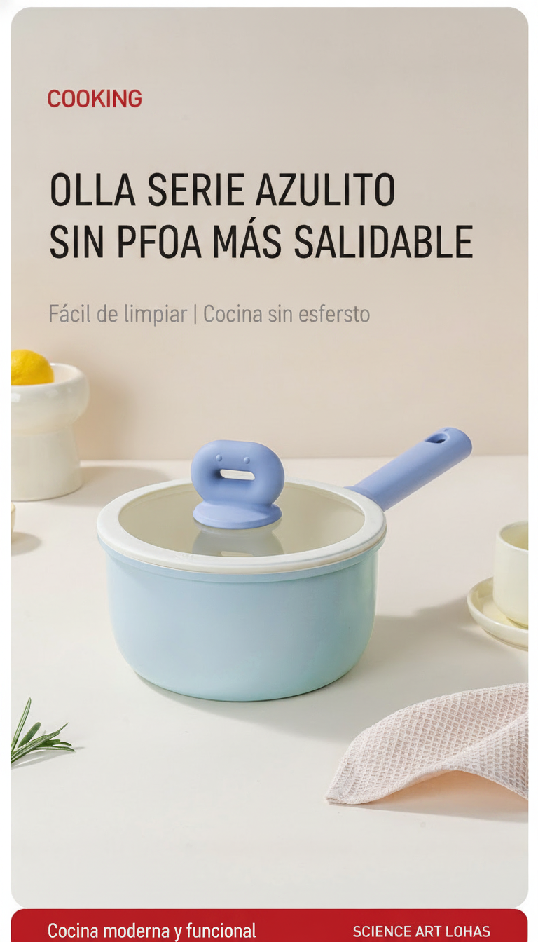 Olla antiadherente para bebé con tapa de silicón