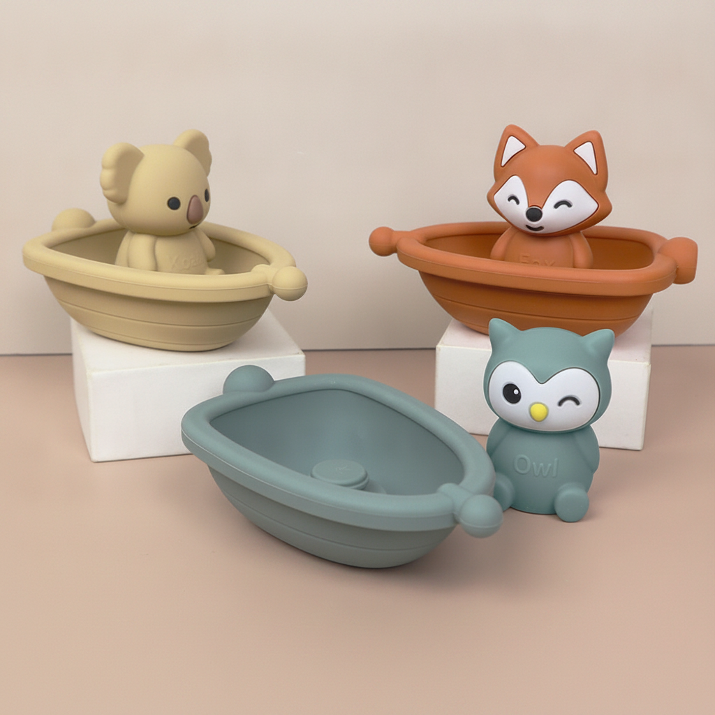 Juguete de baño apilable para bebé barcos animales - 1