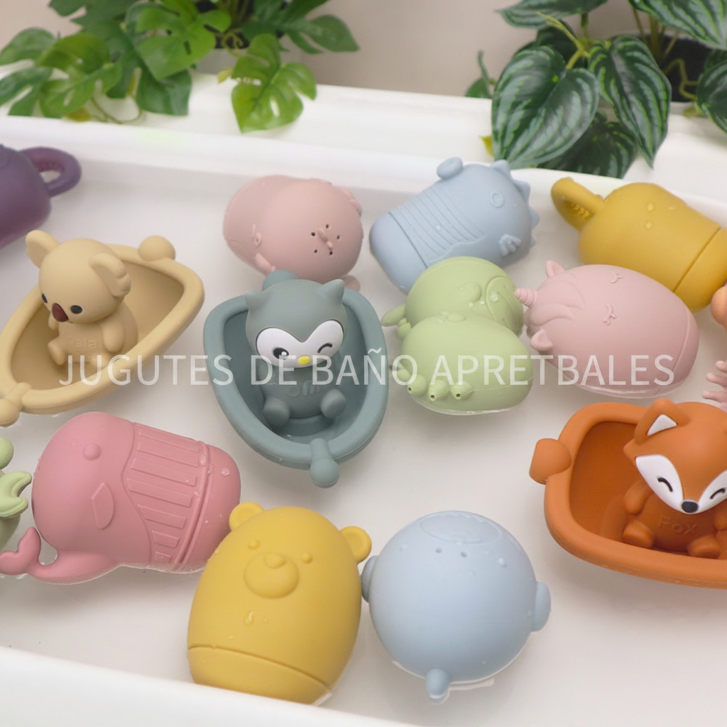Juguete de baño apilable para bebé barcos animales