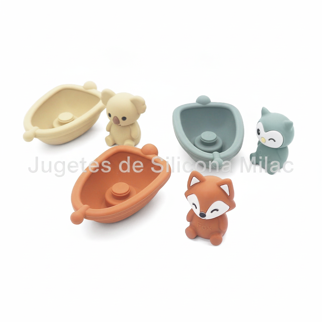 Juguete de baño apilable para bebé barcos animales