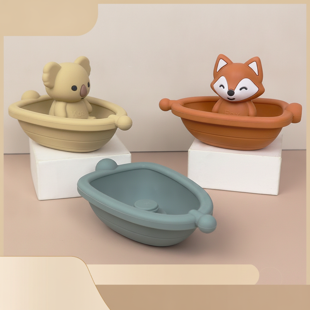 Juguete de baño apilable para bebé barcos animales