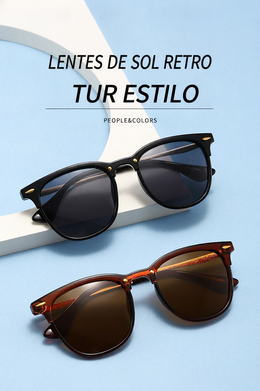 Lentes de Sol Retro Redondos con Protección UV400