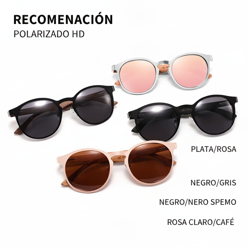 Lentes de Sol Polarizados con Armazón de Madera UV400