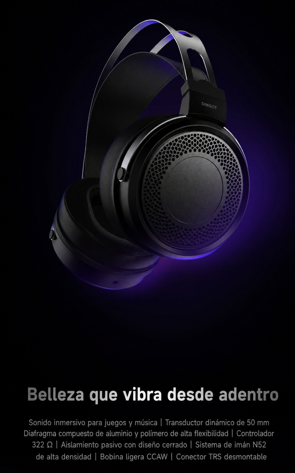 Audífonos HiFi SIMGOT EP5 con cable para gaming - 7