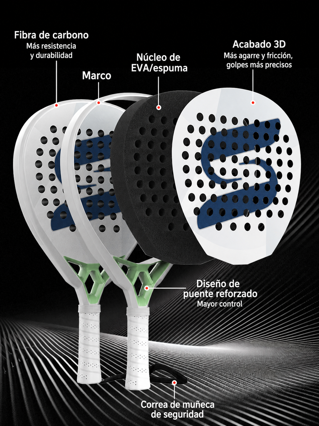 Raqueta de Pádel de Carbono Jusain Profesional - 4