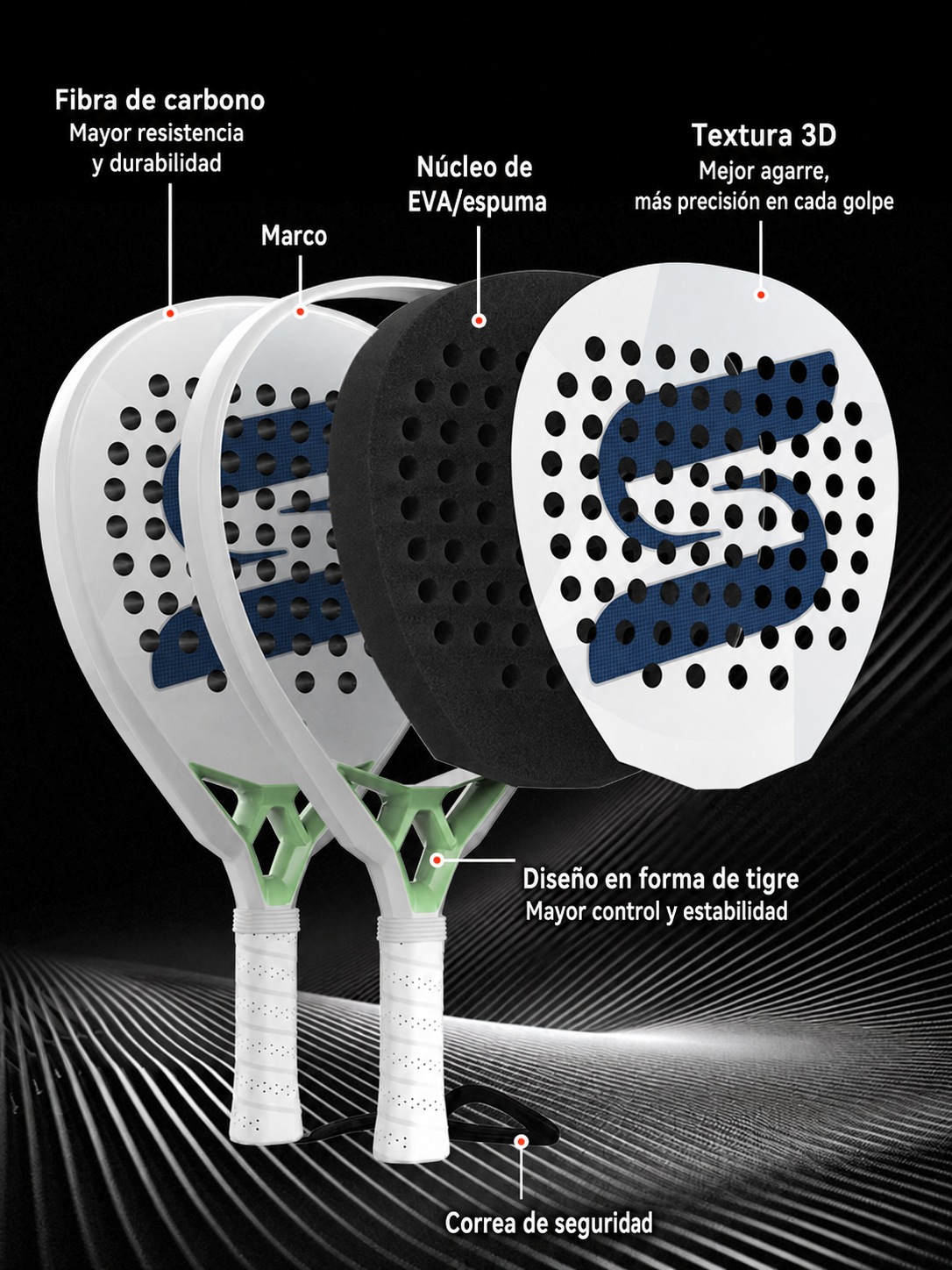 Raqueta de Pádel de Carbono Jusain Profesional - 5