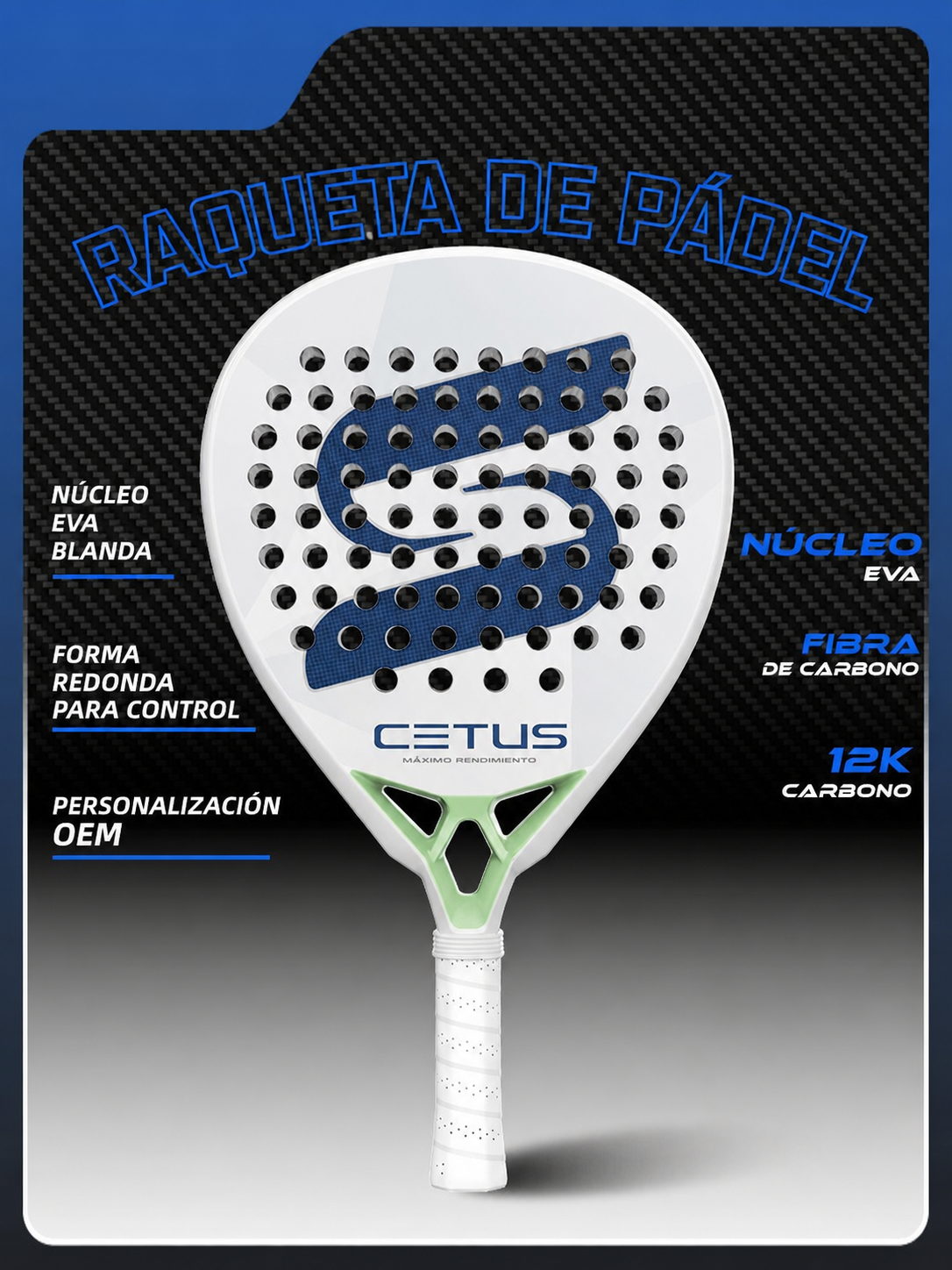Raqueta de Pádel de Carbono Jusain Profesional - 8