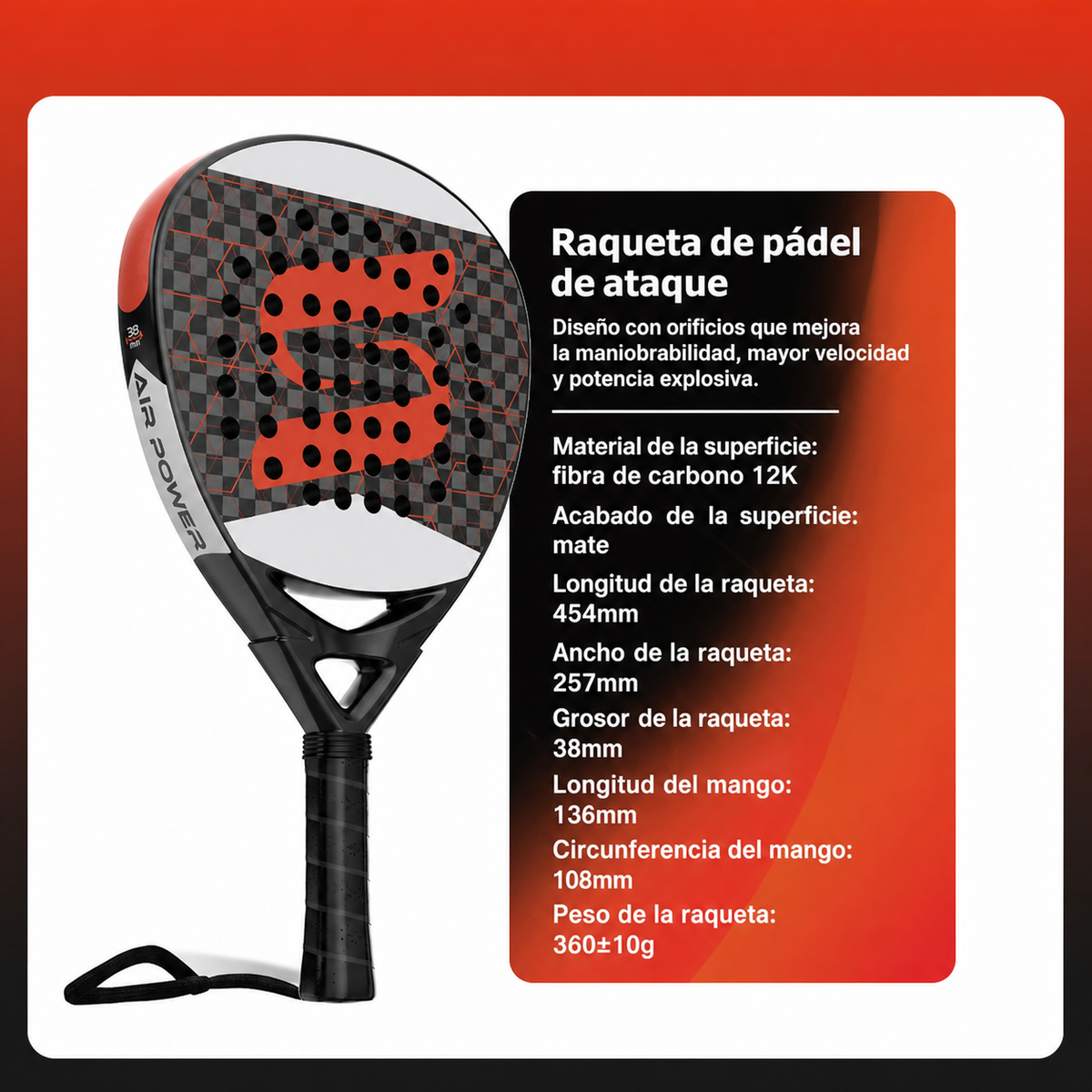 Raqueta de Pádel de Carbono Jusain Profesional