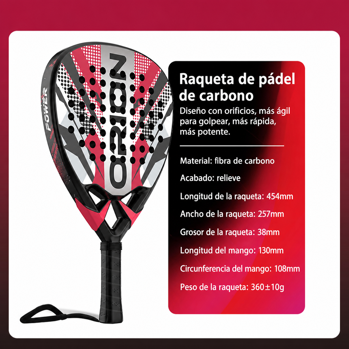 Raqueta de Pádel de Carbono Jusain Profesional