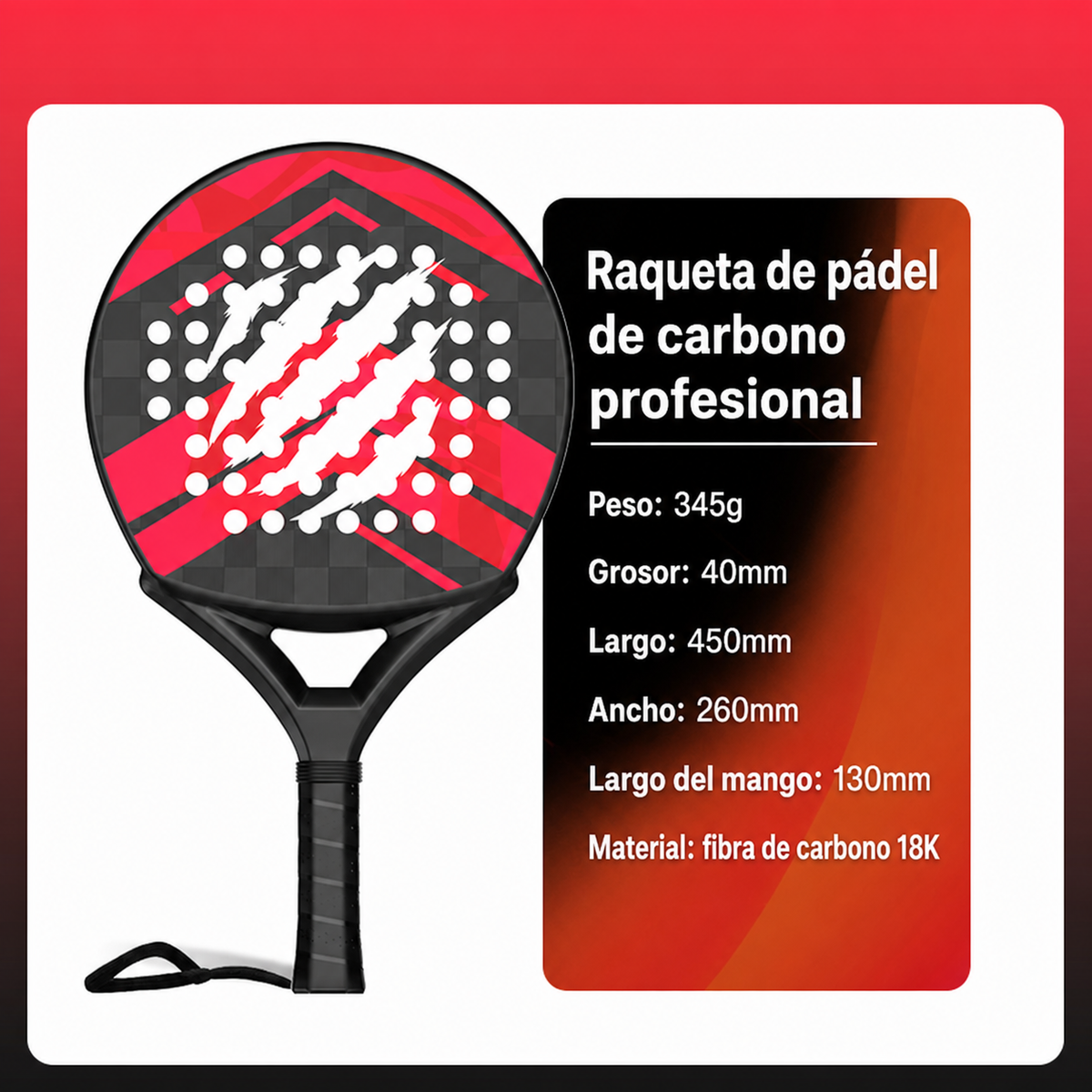 Raqueta de Pádel de Carbono Jusain Profesional