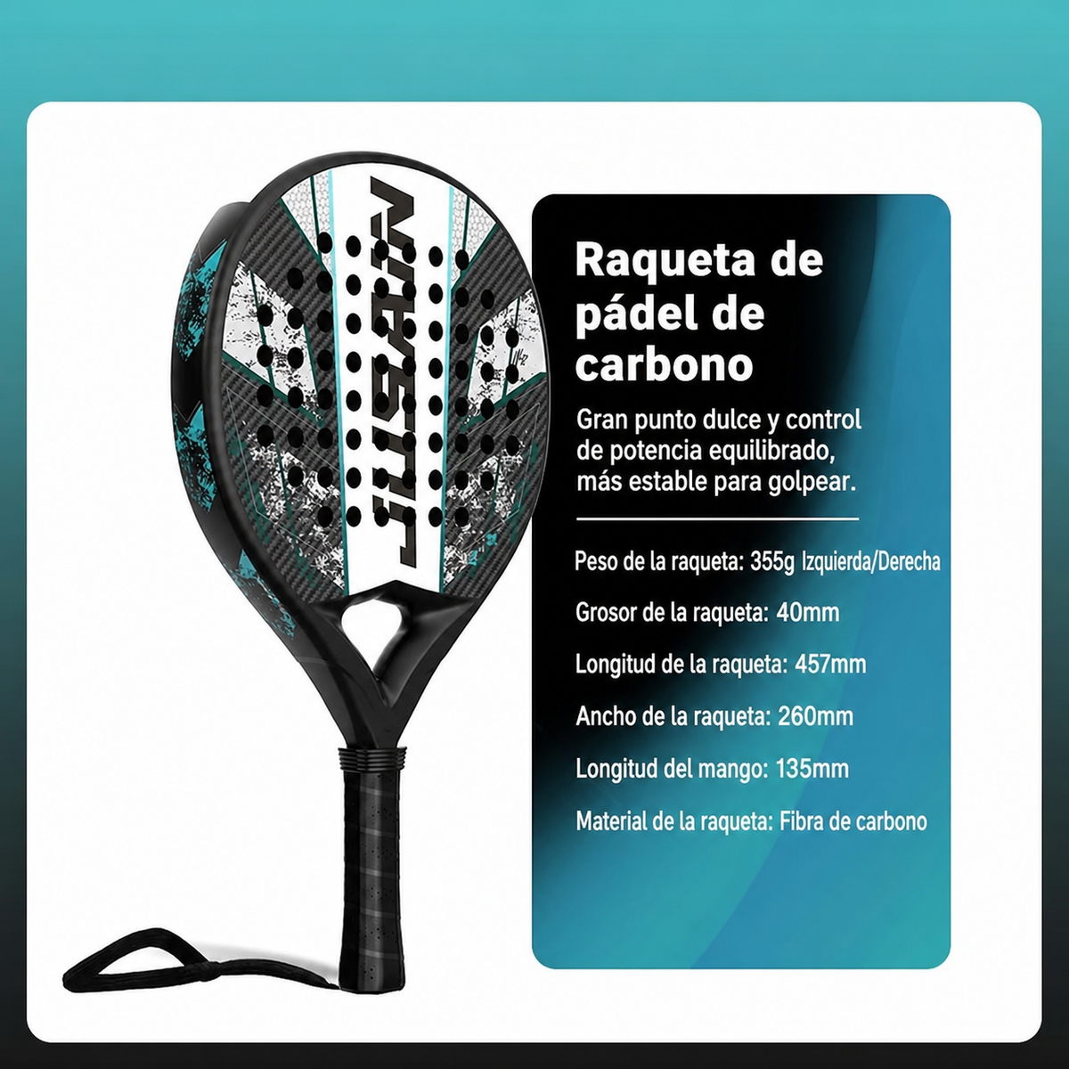 Raqueta de Pádel de Carbono Jusain Profesional
