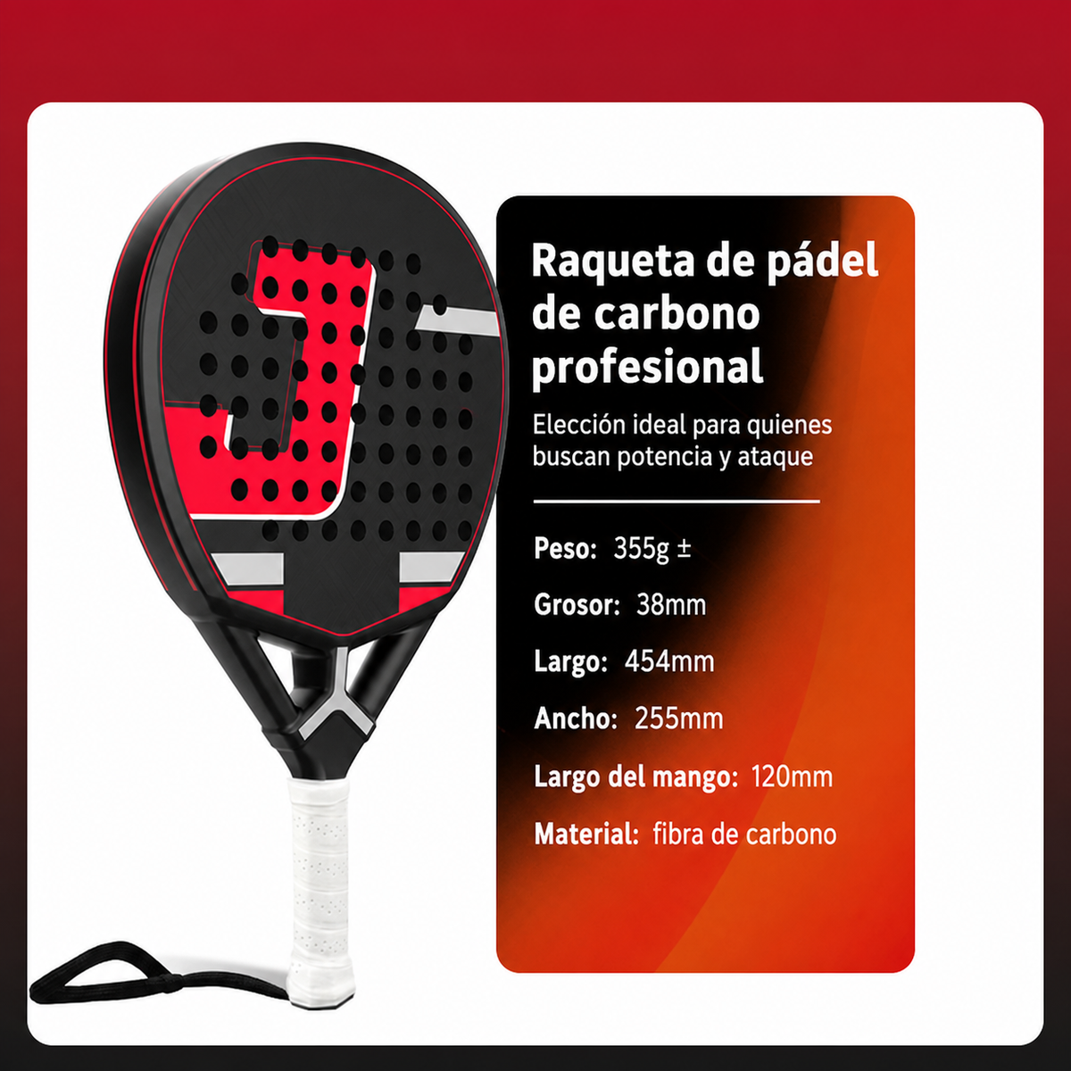 Raqueta de Pádel de Carbono Jusain Profesional