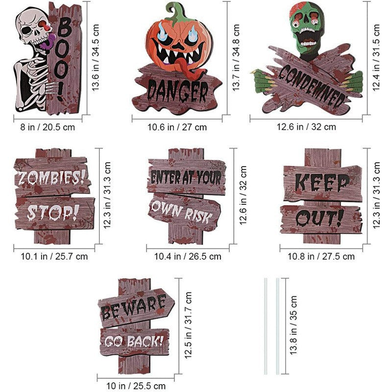 Letreros de Halloween para jardín con estaca decorativa