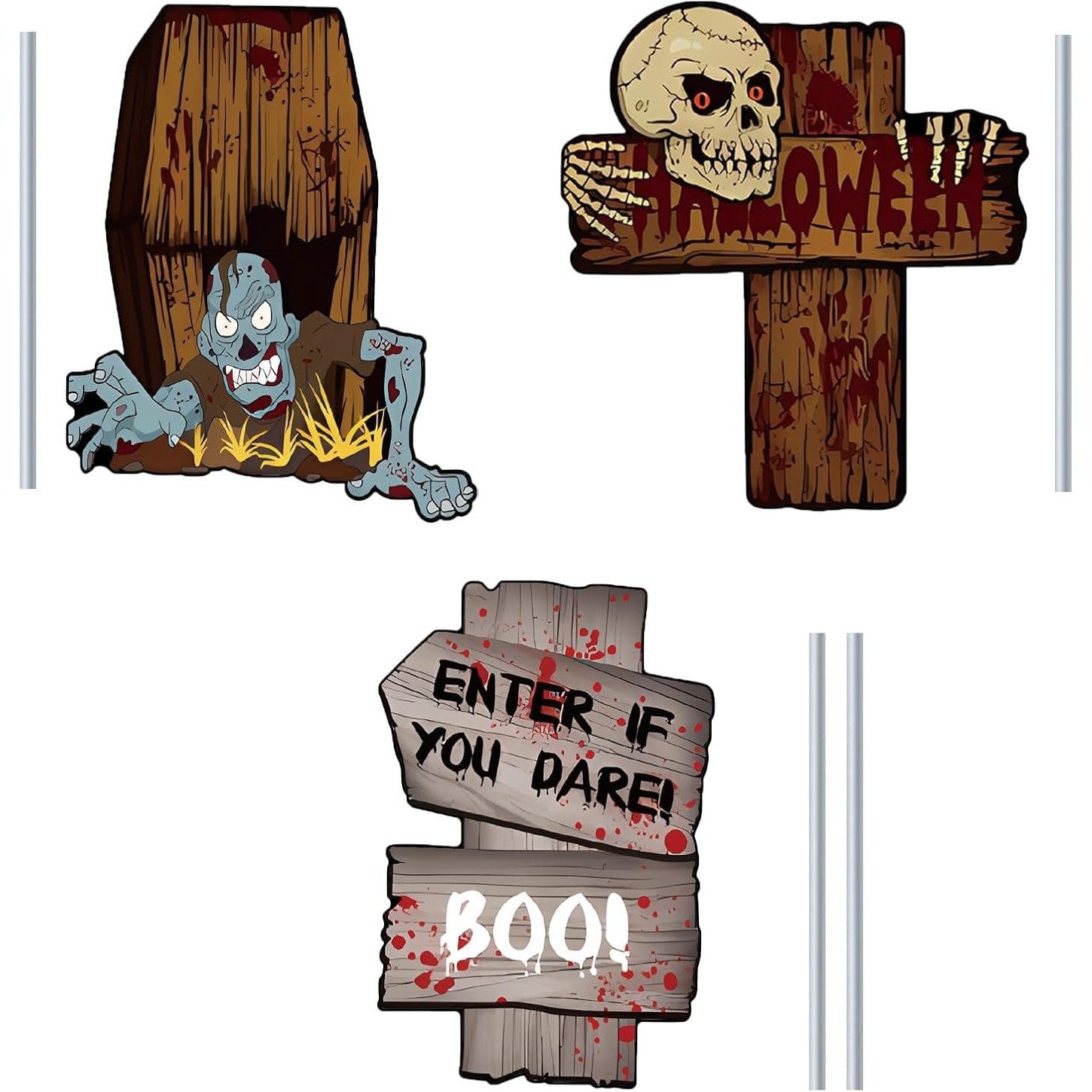 Letreros de Halloween para jardín con estaca decorativa